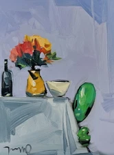 Table Still Life Alien Hiding  Art PRINT By Artist Jose Trujillo Canvas 16x20