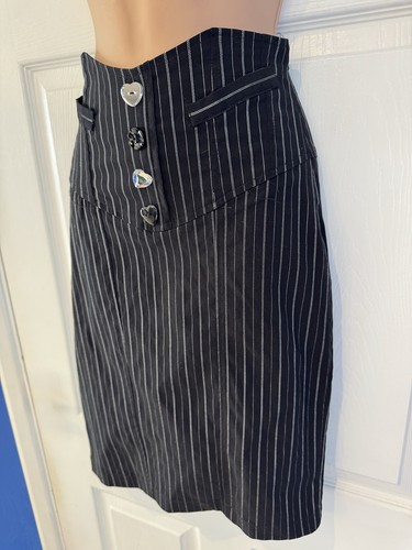 Bay Trading Y2K 2000's Black Pinstripe StretchyPencil Skirt Size 8-10 - Picture 9 of 18