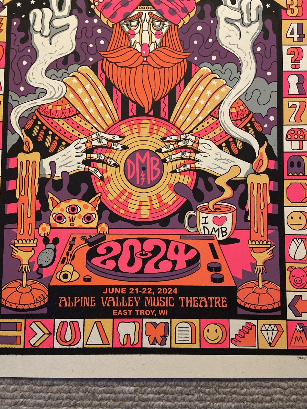 DAVE MATTHEWS BAND POSTER 6/21-22/2024 Alpine Valley WI. Ltd Ed #926/1275 UV Ink