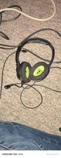 Wired On-Ear Headset Headband w/ Boom Built-In Mic, Double, Black/Green