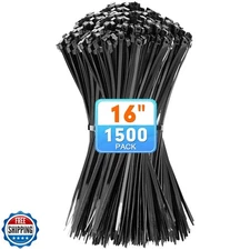 Zip Ties, KAMOTA 1500pcs 16 Inch Heavy Duty Self-Locking Nylon Zip Ties, Blac