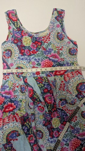 Jams World Medium Crinkle Tiered Dress Patchwork Bright Flowers Spring - Picture 9 of 10