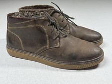 Johnston Murphy Chukka Boots Sz 10M Brown Leather Wallace Genuine Shearling