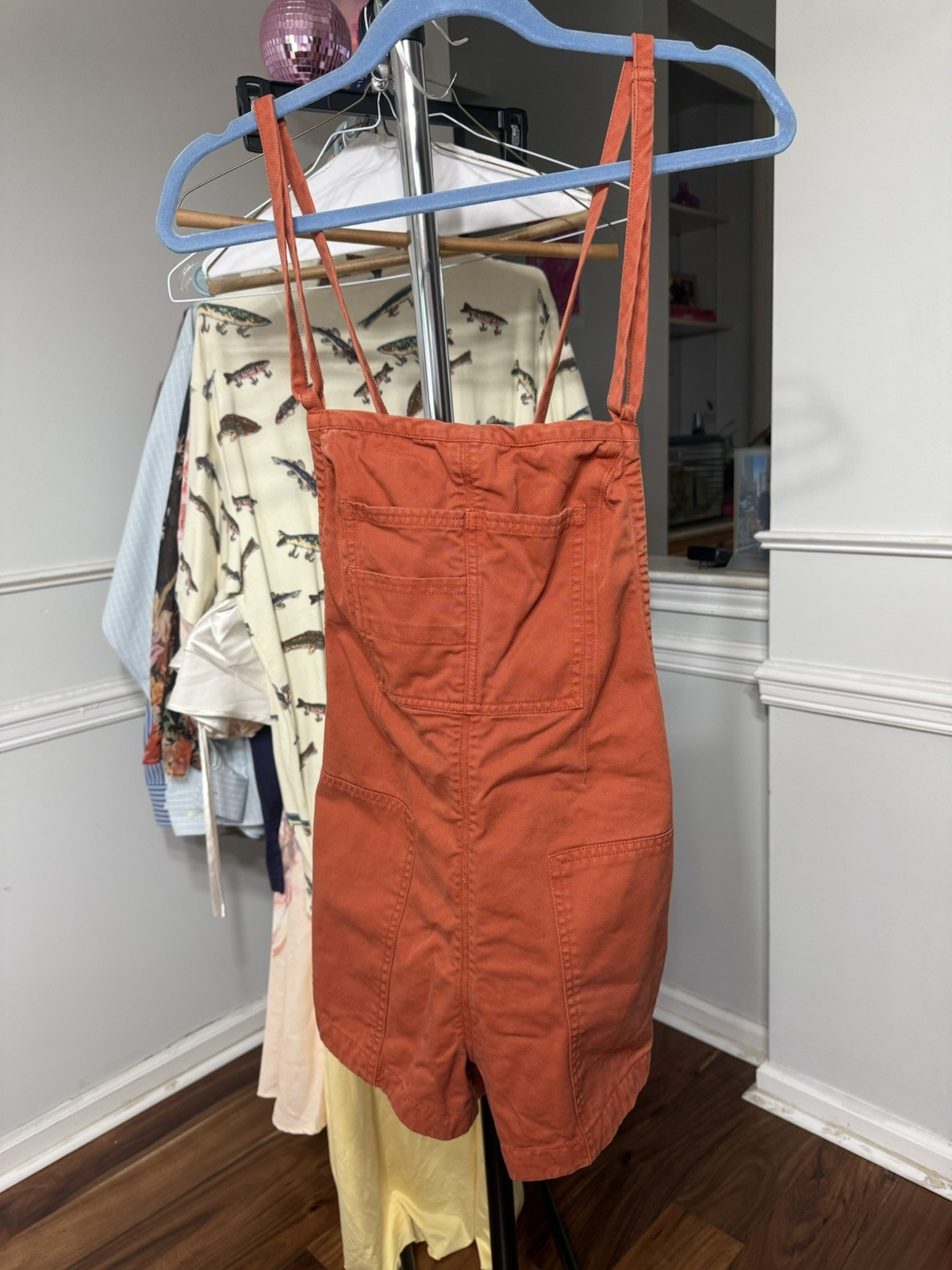 Free People Orange Denim Tie-Front Strappy Sleeveless Romper Women’s 6