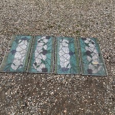 4 Vetrate Antiche in Stile Liberty Italia '900 Vetro Colorato Piombato