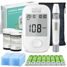 Talking Blood Glucose Monitor Kit with 100 Test Strips, Voice Alert, Large Memor