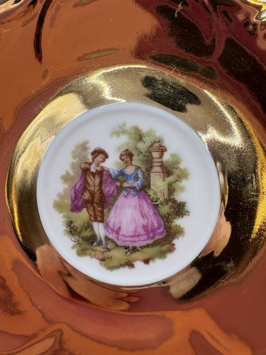 Antique HANDEL BAVARIA Demitasse Cup/Saucer, Fragonard Scene, 22k Gold Appliqué - Picture 9 of 10