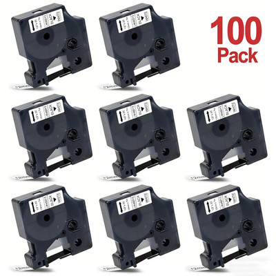 100PK For Dymo D1 Black on White S0720530 Label Tape Cassette 45013 1/2'' 12mm