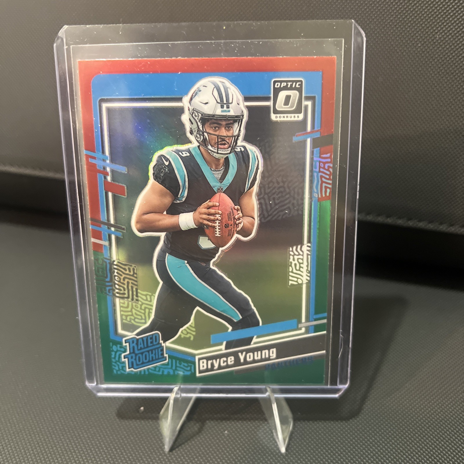 2023 Panini Donruss Rated Rookie Bryce Young Optic Preview Red & Green Prizm RC