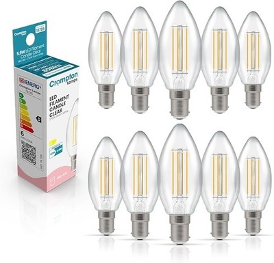 10 x 5,9W = 60 Watt SBC KERZE LED FILAMENT CROMPTON WARMWEISS DIMMBAR 18785