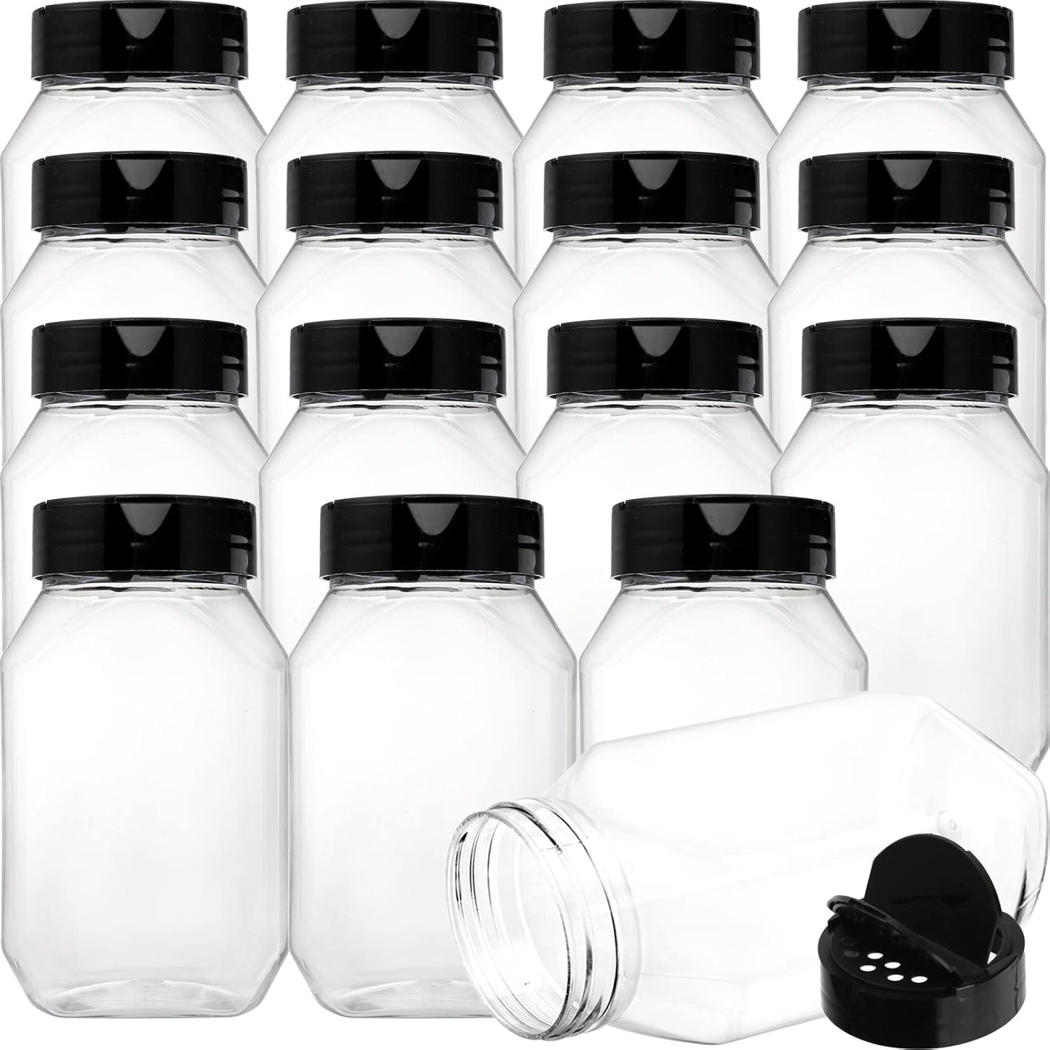 Dicunoy 16 Pack 17OZ Plastic Spice Containers Large, 500ml Seasoning Jars with