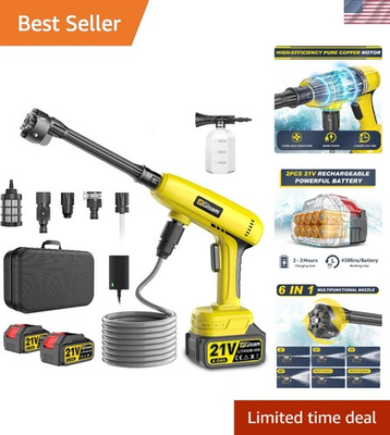 #ad GISAM Cordless Pressure Washer: 1250 PSI with 6 in 1 Nozzle for Home and Outdoor $163.99