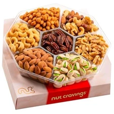  - Thanksgiving Mixed Nuts Gift 1. Deluxe Red & Gold - (7 Piece Assortment)