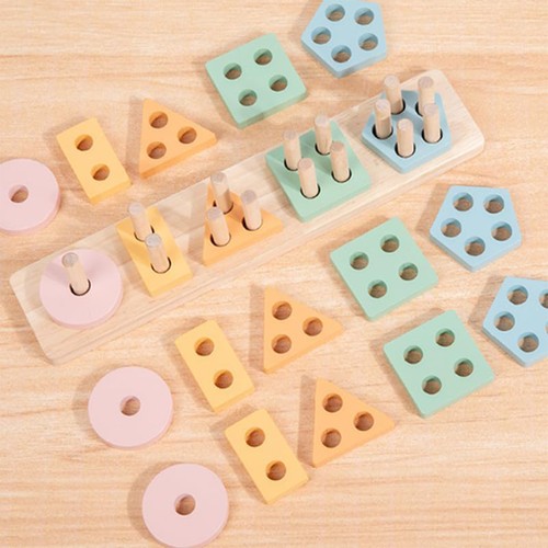 Montessori Educational Wooden Shape Sorting and Stacking Puzzle Toy from 1 Year - Picture 17 of 18