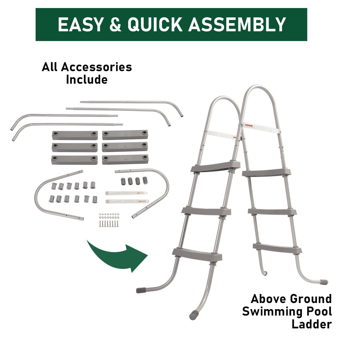 Pool Ladder 36 inch Step Platform Outdoor Above Ground Swimming