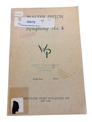 Symphony No. 4 Walter Piston 1953 Study Score Classical Music Publisher