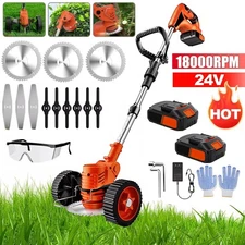 Cordless String Trimmer, Edger WeedWhacker Grass Eater Lawn Cutter w/2* Battery