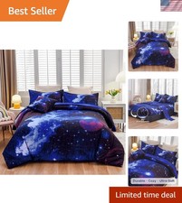 3D Printed Galaxy Twin Bedding Set - Ultra-Soft Comforter  Sheet Set for Kids
