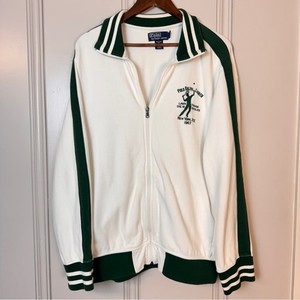 VTG Polo Ralph Lauren Men's XXL Lawn Tennis NY 1967 Green White Full Zip Jacket