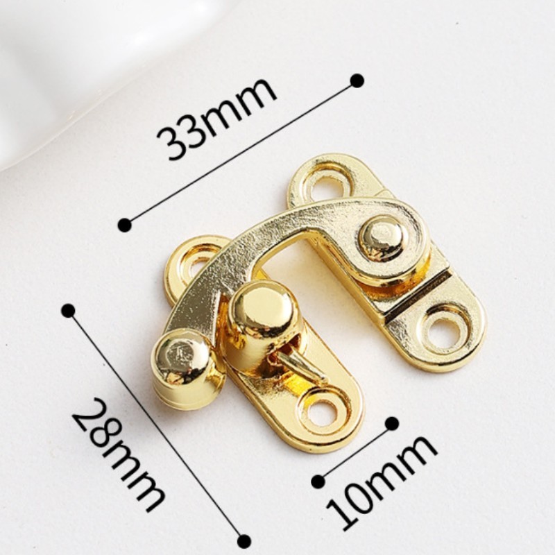 10Pcs Vintage Lock Clasp, 28x33mm Mini Swing Arm Left Clasp Latch, Gold Tone