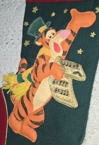 Set of 2 Vintage Y2K Disney Winnie Pooh Tigger Christmas Stocking 3D Music Theme - Picture 12 of 18