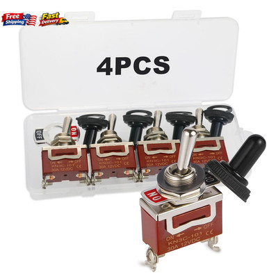 4 Pack Waterproof Toggle Switch 12V 30A 2Pin ON/Off Heavy Duty Marine Boat Truck
