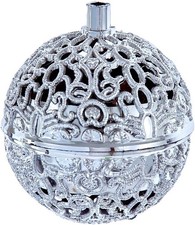 KURT ADLER 3" B/O CHIRPING BIRD SILVER FILIGREE BALL XMAS ORNAMENT w/SENSOR