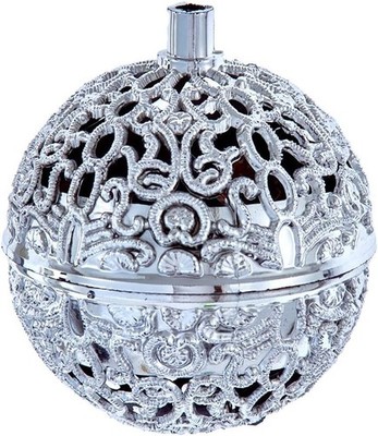 KURT ADLER 3'' B/O CHIRPING BIRD SILVER FILIGREE BALL XMAS ORNAMENT w/SENSOR