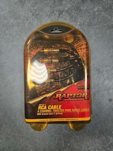 NIB RAPTOR BMRCAA-3 4-Channel Twisted Pair RCA Audio Cable + Ground Wire 3ft