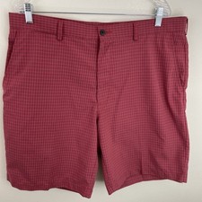 Fairway Outfitters Creased Shorts Mens 38 Red Plaid 9 1/2 Inch Inseam Preppy