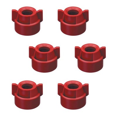 6 of Quick TeeJet Red Nylon Cap Fits TK, TX, TXA, TG, Hose Shanks & Disc Cores