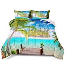 Ocean Comforter Set Size Beach Bedding Set Tropical Palm Twin Ocean Sets-3002
