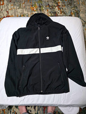 adidas Originals Men’s Hooded Full-Zip Windbreaker Jacket Black/White M