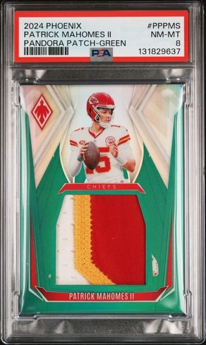 2024 PANINI PHOENIX PANDORA PATCH GREEN #PPPMS PATRICK MAHOMES II 22/25 PSA 8