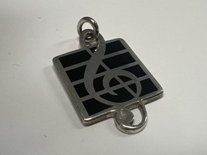 Tiffany & Co. Sterling Silver Black Enamel Musical Note Charm Pendant Authentic