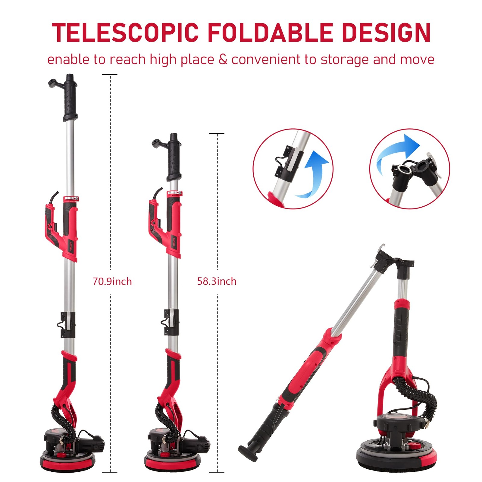 Drywall Sander with Vacuum Dust Collector,1250W Electric Drywall Sander ,7 Va...