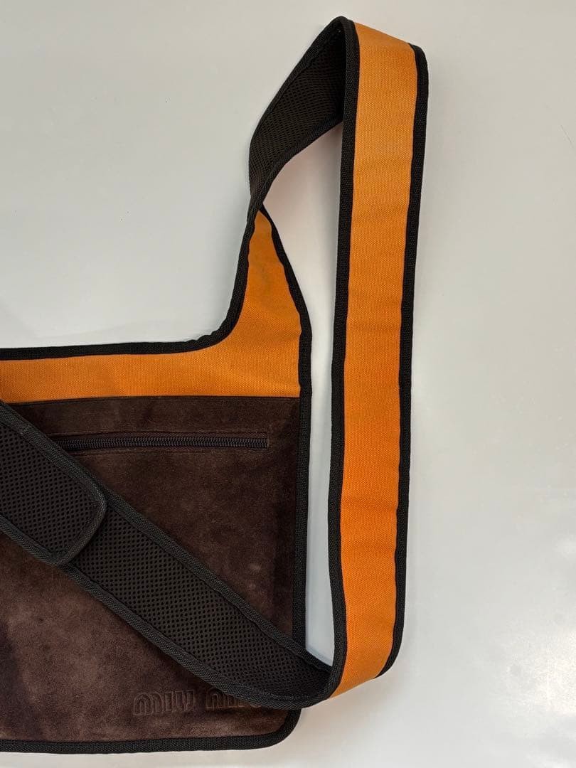 Miu Miu 1999 SS Archive Shoulder Bag Orange Nylon Canvas Dark