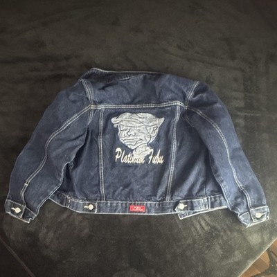 FUBU Platinum Fat Albert Denim Jacket Blue Embroidered Logo Button Men's Short