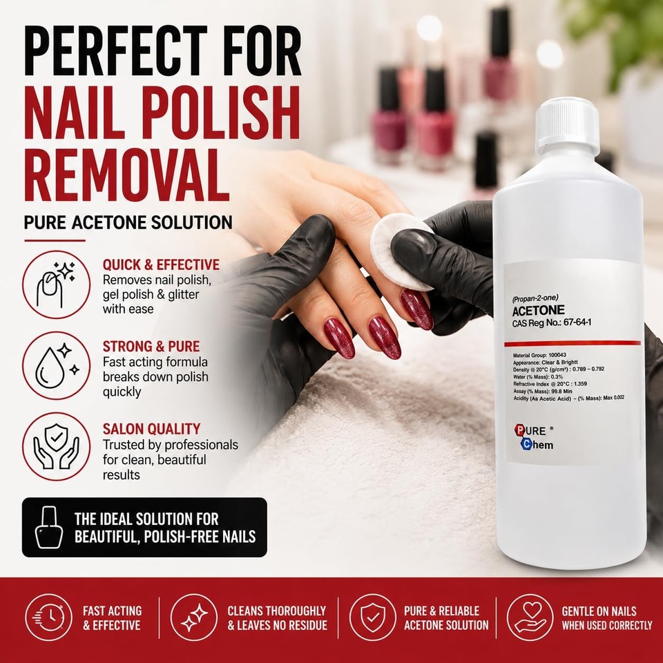 Pure Asitone Pure Chem Acetone Gel Nail Polish Remover Nail Varnish Remover Pure ...