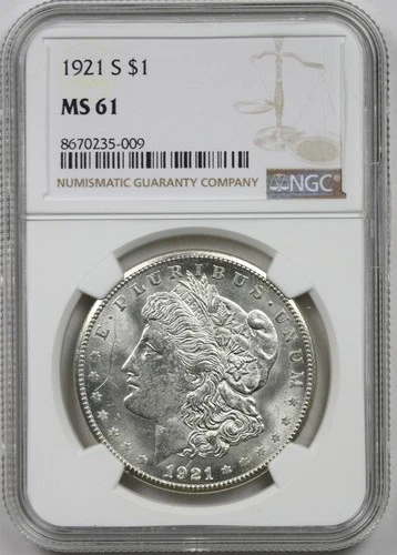 1921-S $1 NGC MS 61 Morgan Silver Dollar