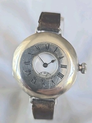 1924 Zenith Sterlingsilber Offiziere Halbjäger Dennison Gehäuse Grabenuhr 