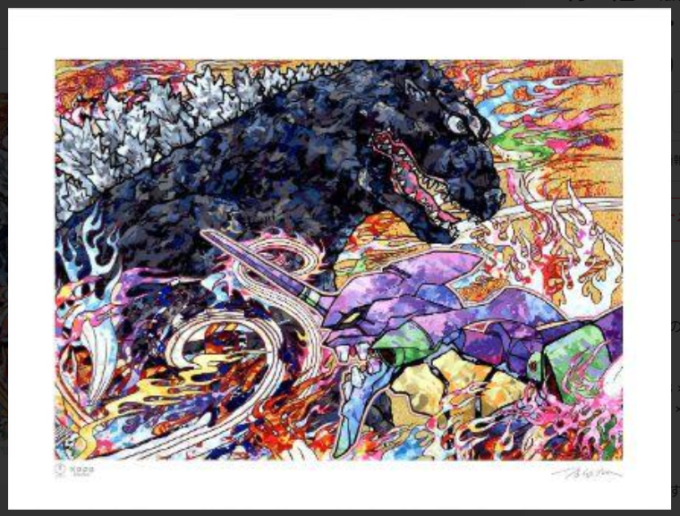 Takashi Murakami Godzilla & Evangelion Autographed Silkscreen