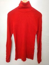 Gina Tricot Ladies Red Polo Turtle Roll Neck Thin Rib Knit Jumper Size XS Smart