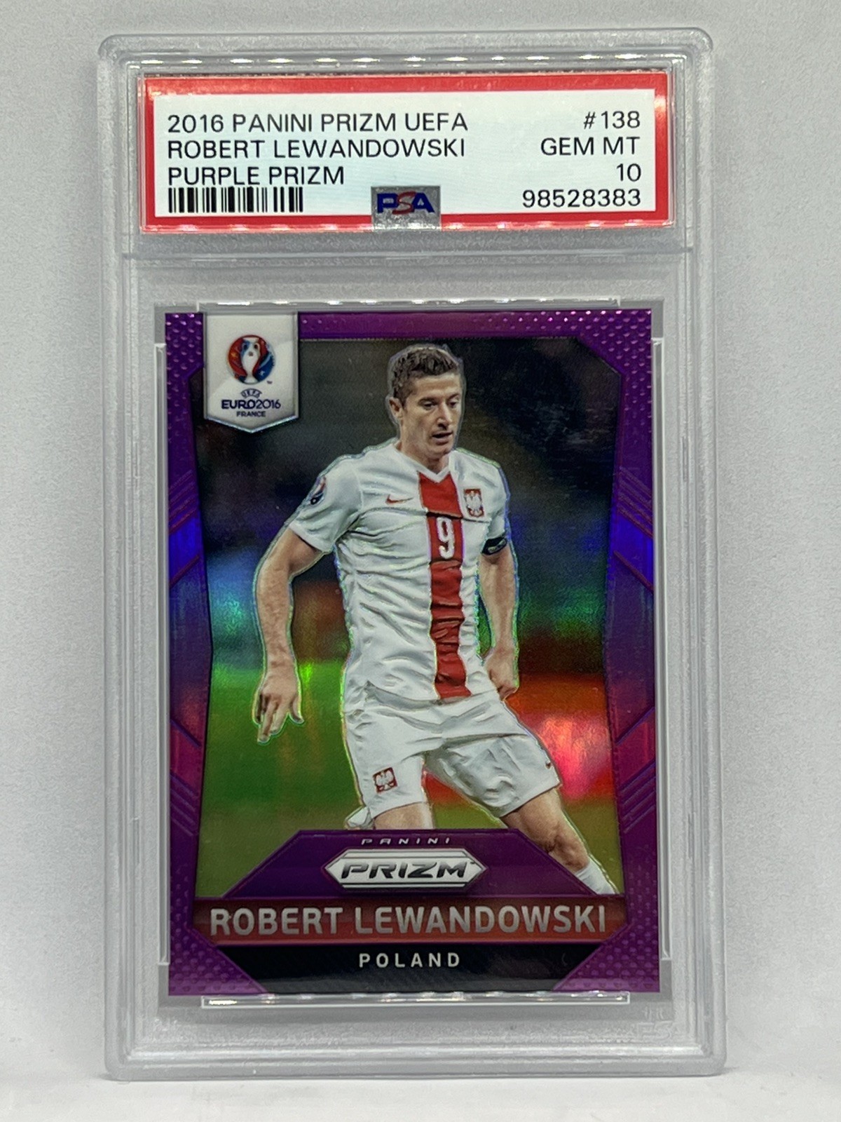 2016 Panini Prizm UEFA Euro Robert Lewandowski Purple /99 PSA 10 RC