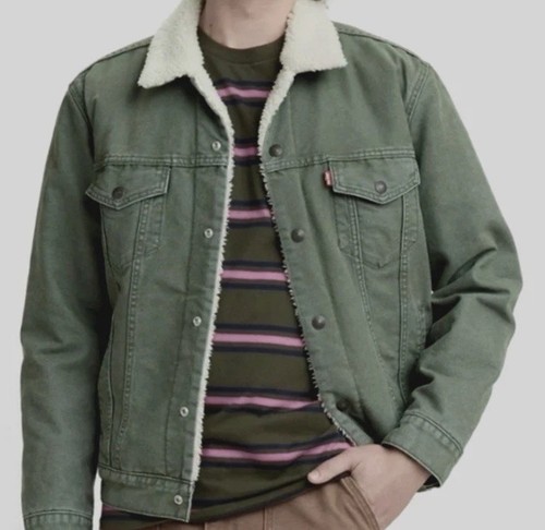 Levi’s Sherpa gefütterte Canvas Snap Up Trucker Jacke Größe Small gebraucht, in einwandfreiem Zustand
