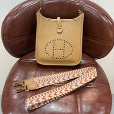 Hermes Evelyne Mini Gold Brown TC Leather Crossbody Bag Duty Paid