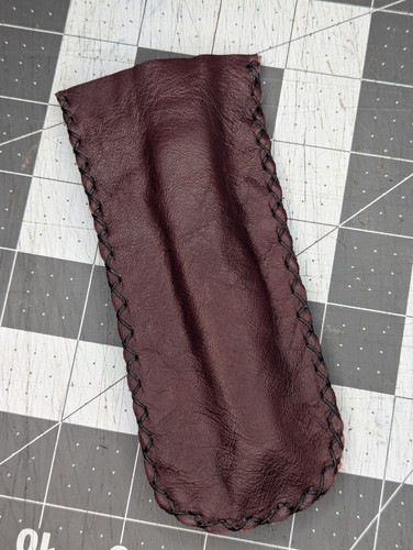 Burgundy Leather Large Knife Sheath With Black X Stitching For Large To Med - Picture 3 of 6