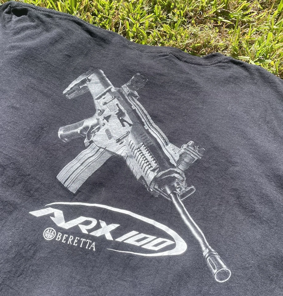 Beretta ARX100 Firearms Trident Logo Short Sleeve Black T-Shirt XL Y2K Vintage  - Image 3 of 4