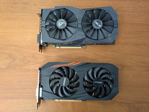 Lot of 2 GPUs - ASUS ROG Strix RX 570 4GB + AORUS RX 580 4GB - Fully Working