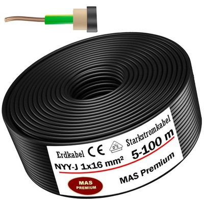 5-100m Erdkabel Starkstromkabel NYY-J 1x16 mm² Elektrokabel